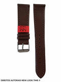 Pulseira Couro Marrom Relogios 20mm Luxo Costura na Cor Fivela Prata