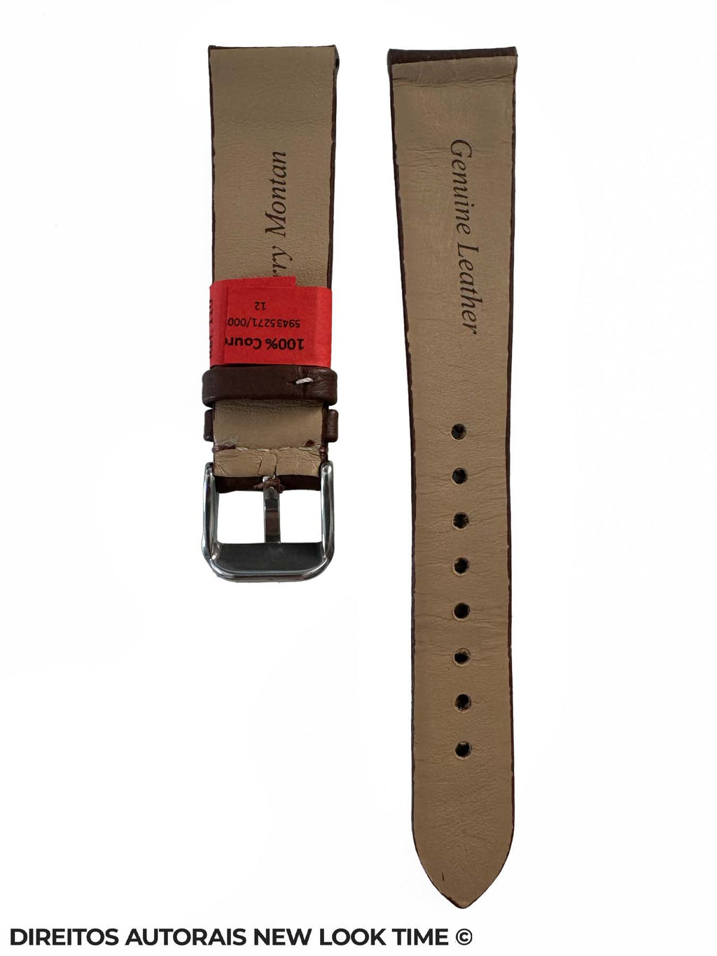 Pulseira Couro Marrom Relogios 18mm Luxo Lisa S/ Costura Fivela Prata