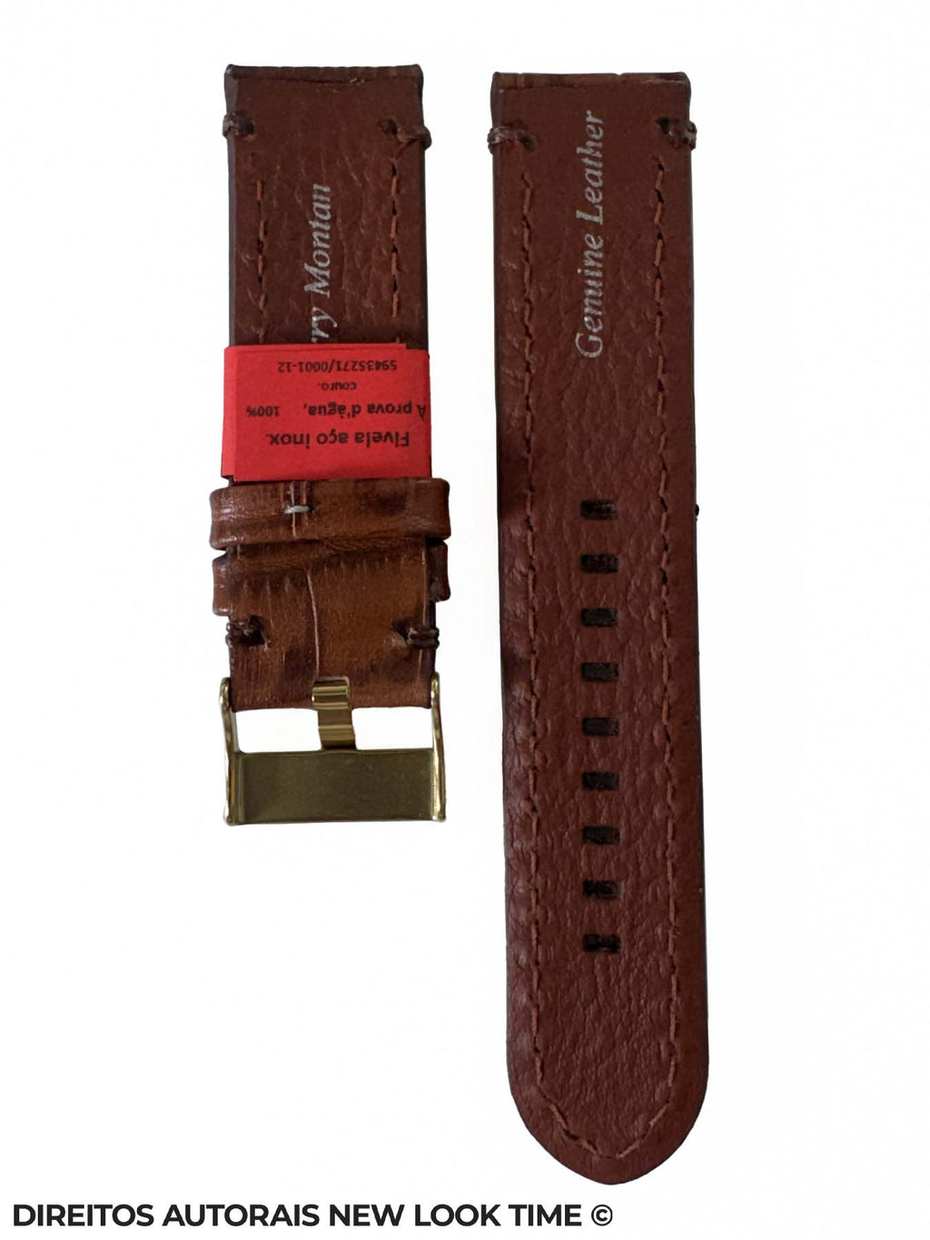 Pulseira Couro Marrom Relogios 22mm Europa Croco Costura na Cor Fivela Dourada