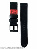 Pulseira Couro Preto Relogios 20mm Montan Costura na Cor Fivela Preta