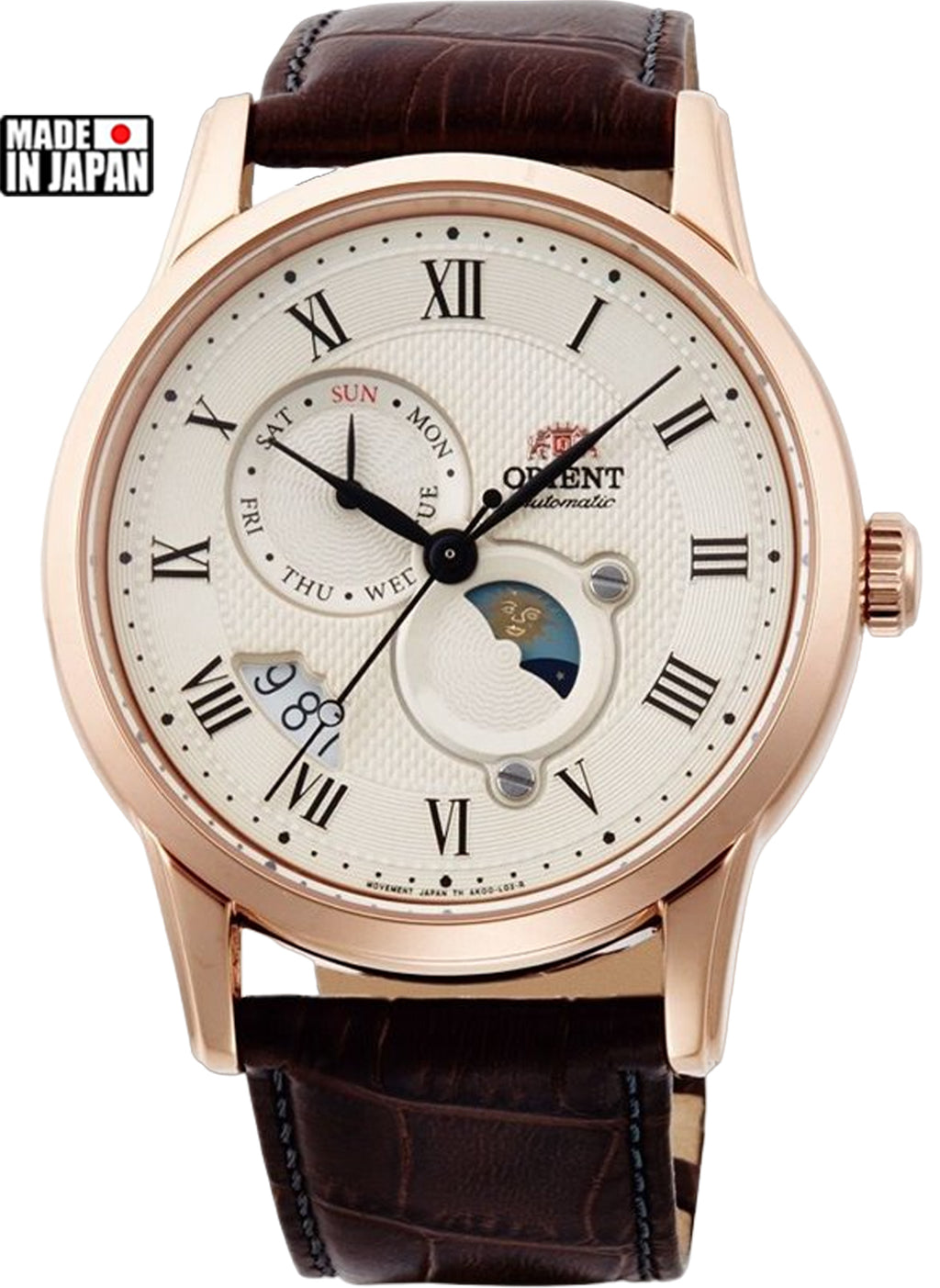 Relógio ORIENT Automático Sun & Moon RA-AK0007S30B *Made In Japan