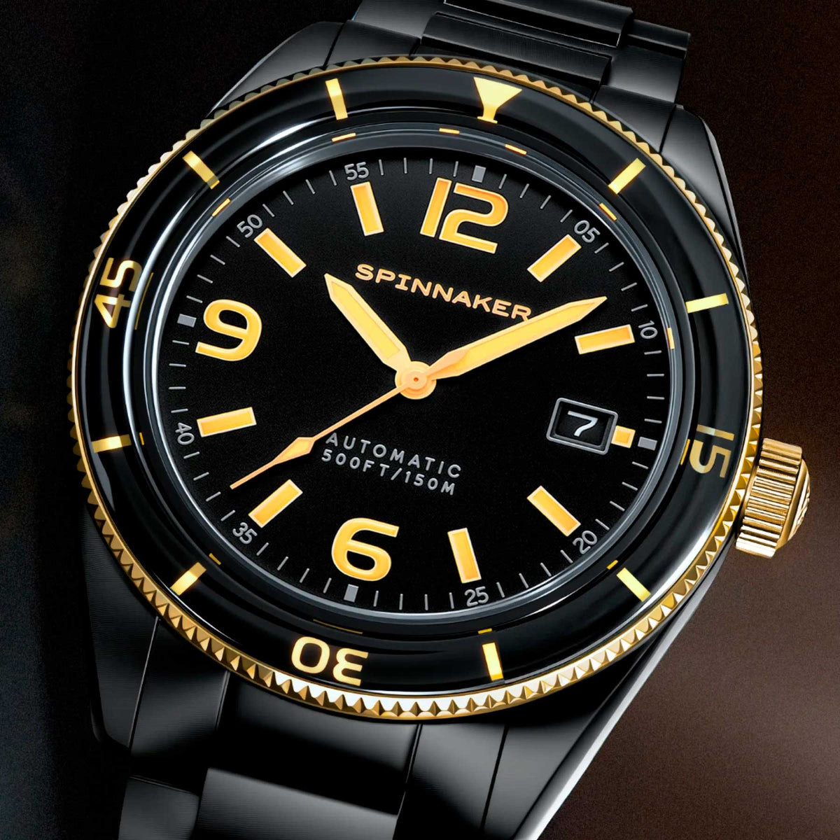 Relógio SPINNAKER Automático Black & Gold Fleuss SP-5055-55