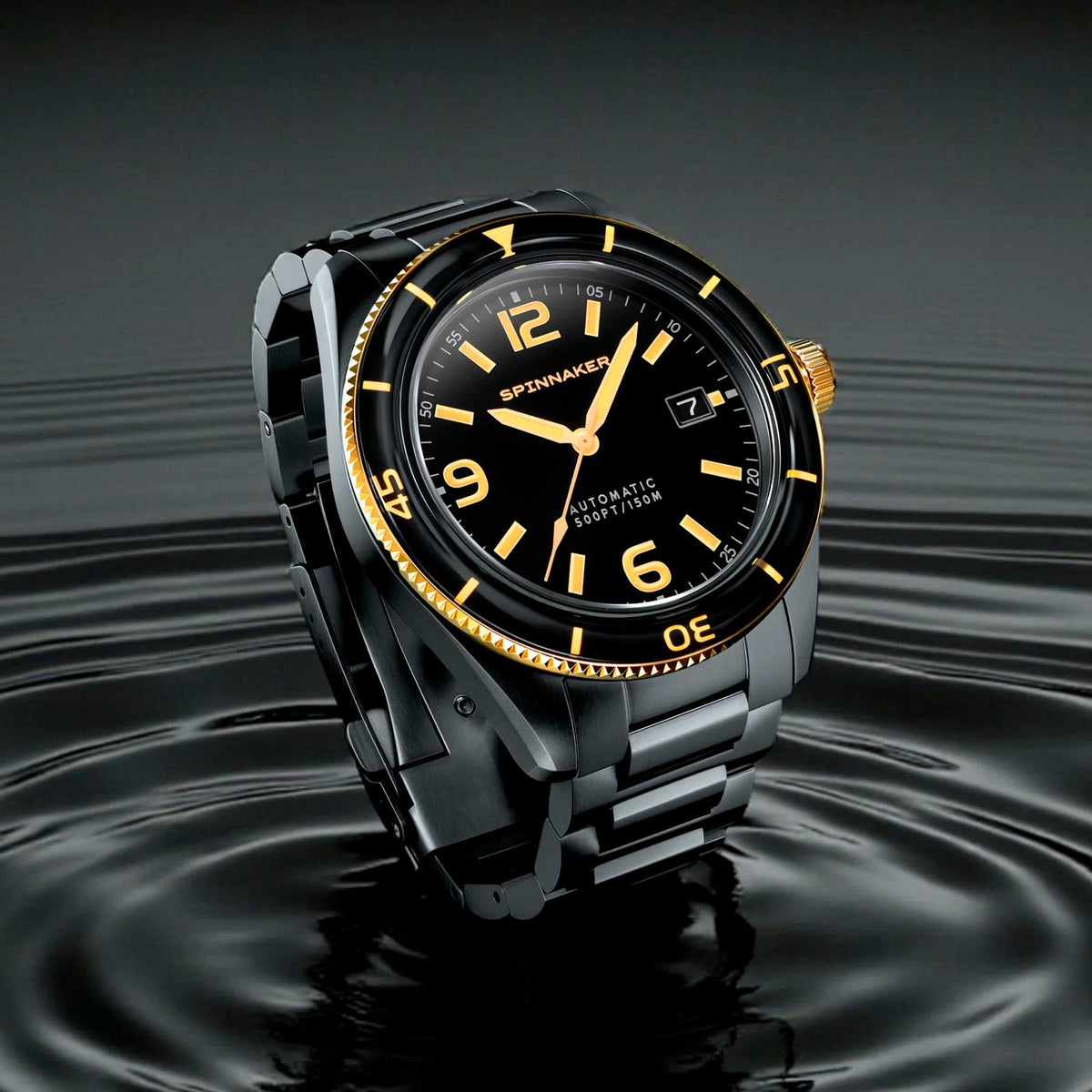 Relógio SPINNAKER Automático Black & Gold Fleuss SP-5055-55