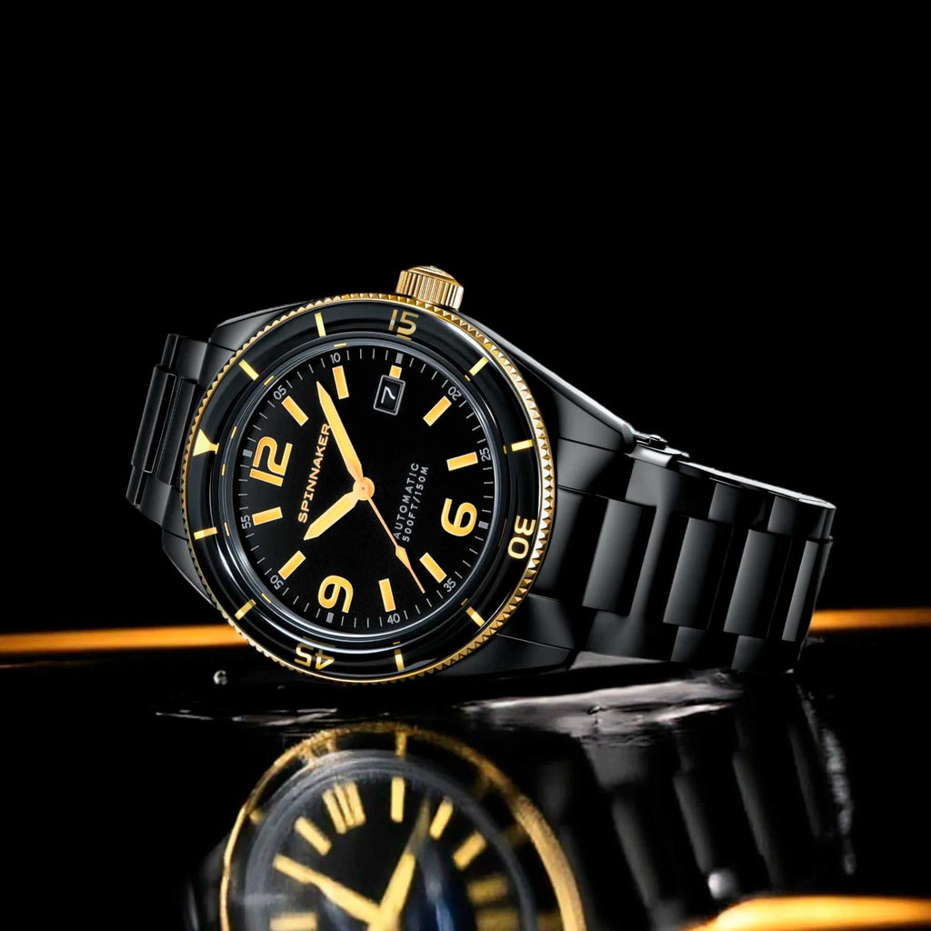 Relógio SPINNAKER Automático Black & Gold Fleuss SP-5055-55