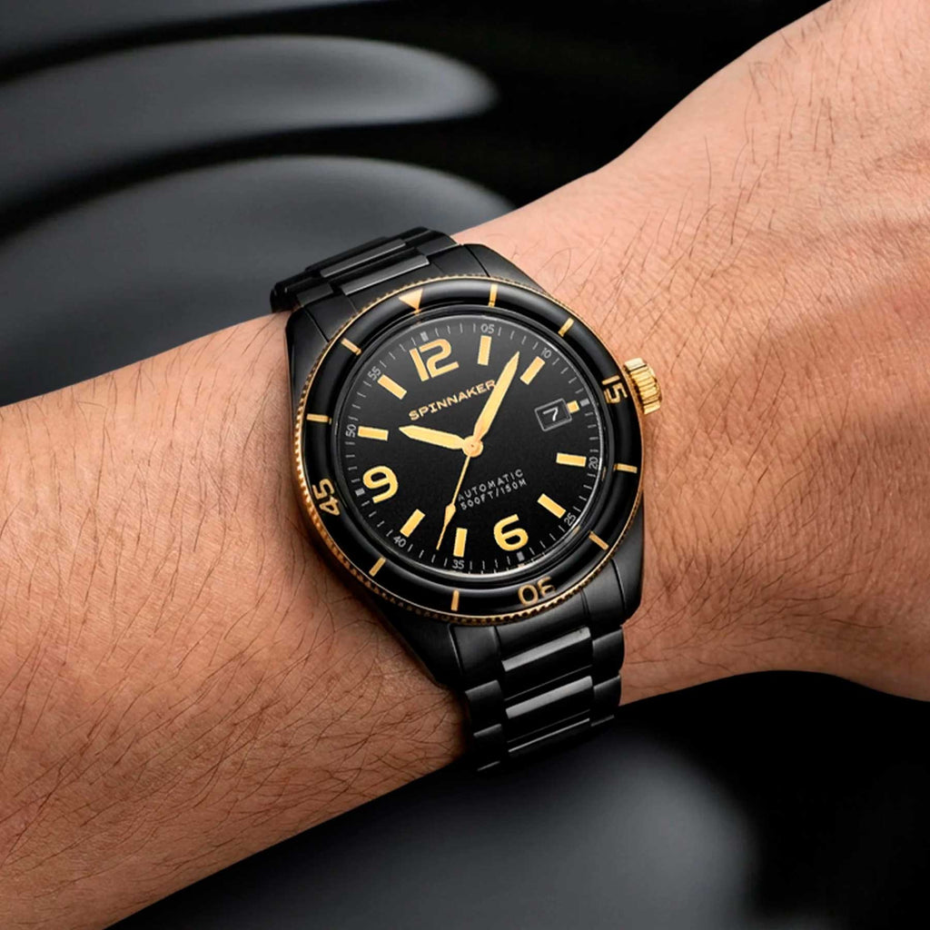 Relógio SPINNAKER Automático Black & Gold Fleuss SP-5055-55