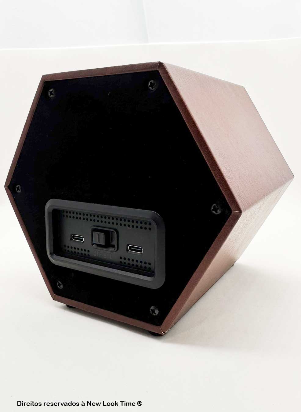 Estojo Simples Hexagonal em Couro Marrom para Relógios Automáticos *Watch Winder