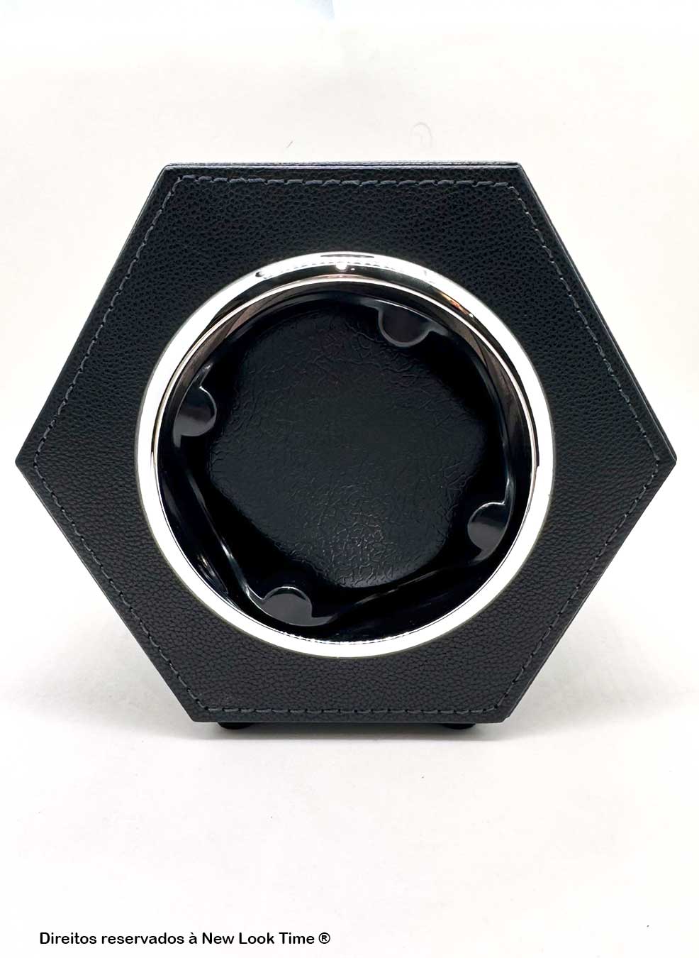 Estojo Simples Hexagonal em Couro Preto para Relógios Automáticos *Watch Winder