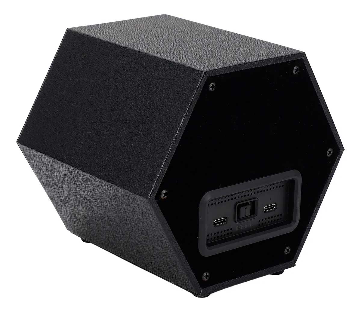 Estojo Simples Hexagonal em Couro Preto para Relógios Automáticos *Watch Winder