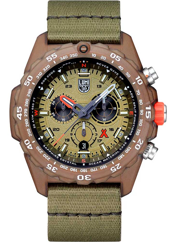 RELÓGIO LUMINOX BEAR GRYLLS SURVIVAL ECO MASTER SERIES 3757 *Safira *45mm *Swiss Made