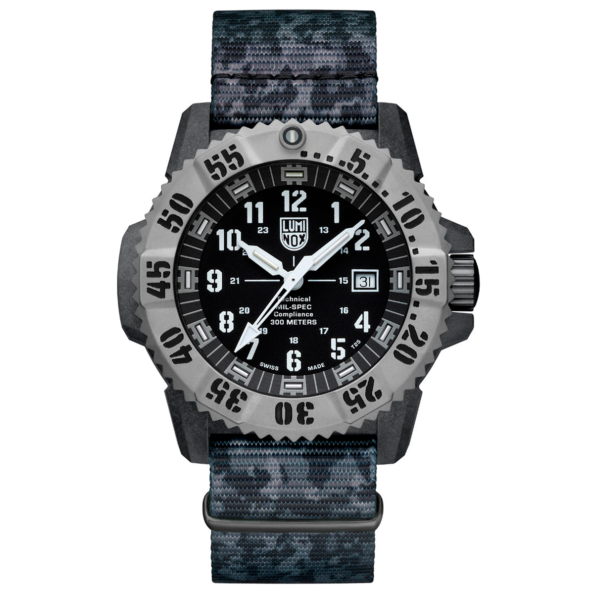 RELÓGIO LUMINOX MIL-SPEC 3351.1 KIT PULSEIRA NATO CAMUFLADO *46mm *Safira *Swiss Made