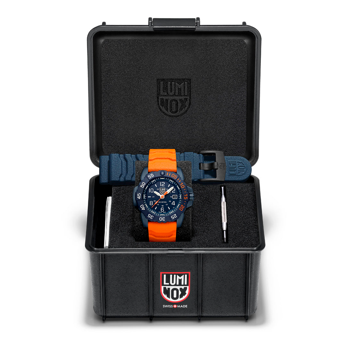 RELÓGIO LUMINOX NAVY SEAL FOUNDATION 3253 *45MM *Safira *Swiss Made *Kit Pulseira Extra